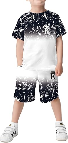 Boys' short-sleeved suit, fashionable and comfortable, suitable for summer adventure and casual occasions.