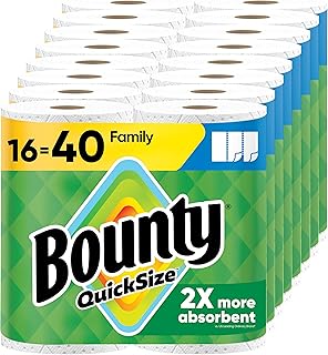 Bounty Paper Towels Quick Size, , 16 Family Rolls = 40 Regular Rolls
